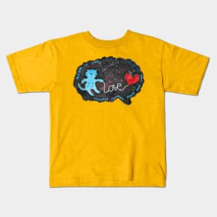 Grief Is Love Blue Cat Galaxy Brain Kids T-Shirt